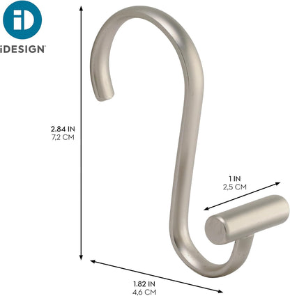 76752 Metal T-Bar Shower Curtain Hooks Rust Resistant Rings for Kid'S, Guest, Master Bathroom, 1" X 1.75" X 2.75", Set of 12, Satin