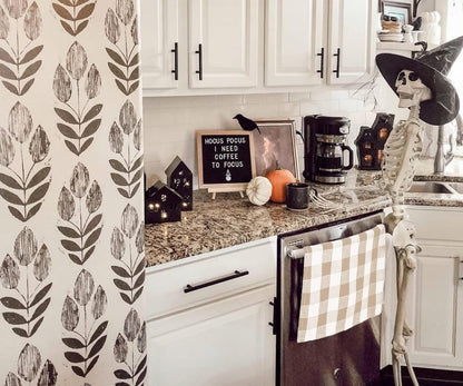 Beige & Cream Farmhouse Cotton Plaid Dish Towels - Set of 3, 18X28
