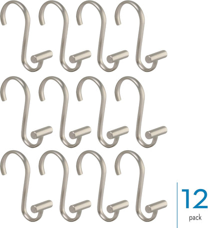 76752 Metal T-Bar Shower Curtain Hooks Rust Resistant Rings for Kid'S, Guest, Master Bathroom, 1" X 1.75" X 2.75", Set of 12, Satin