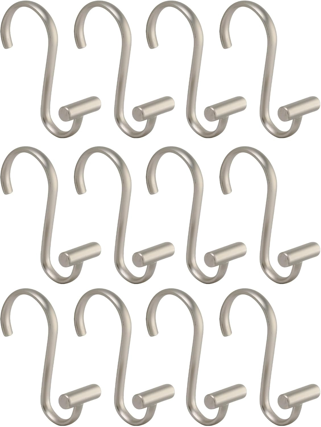 76752 Metal T-Bar Shower Curtain Hooks Rust Resistant Rings for Kid'S, Guest, Master Bathroom, 1" X 1.75" X 2.75", Set of 12, Satin