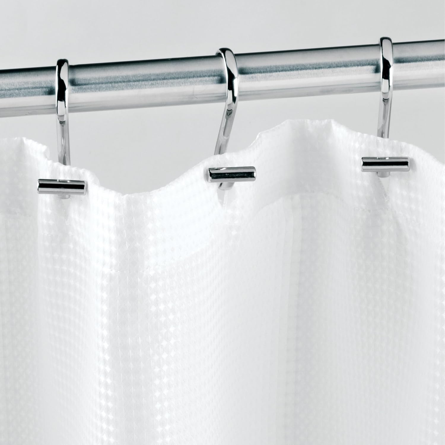 76752 Metal T-Bar Shower Curtain Hooks Rust Resistant Rings for Kid'S, Guest, Master Bathroom, 1" X 1.75" X 2.75", Set of 12, Satin