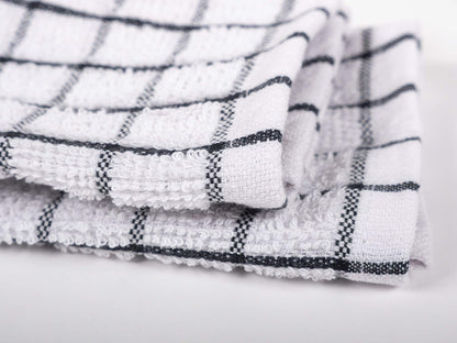 Pantry 100% Cotton Checkered Grid Dish Cloths | Set of 6, 12 X 12 Inches | Absorbent and Machine Washable | Perfect for Cleaning Counters, and Any Household Spills - Black