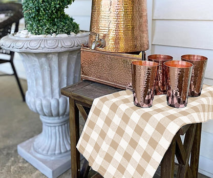 Beige & Cream Farmhouse Cotton Plaid Dish Towels - Set of 3, 18X28