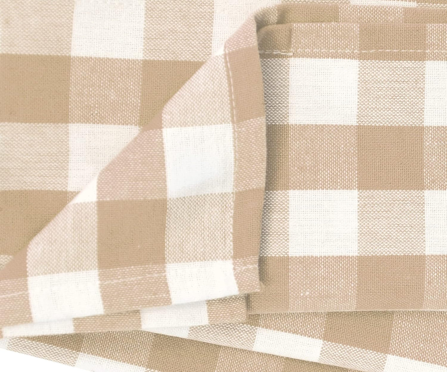 Beige & Cream Farmhouse Cotton Plaid Dish Towels - Set of 3, 18X28